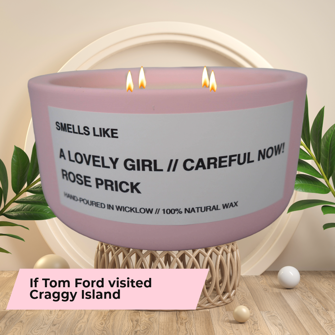 Smells Like Tom Ford Rose Prick Candle Dupe - Large Scented Candle - Baby Pink Ceramic Candle - hand-poured candle - 100% natural Rapeseed candle wax, Coconut candle wax & Beeswax Candle wax -Made in Wicklow Ireland