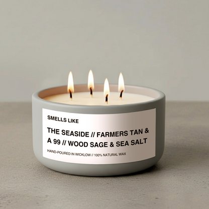 Smells Like Jo Malone Wood Sage and Sea Salt Inspired Large Scented Candle - Light Grey Ceramic Candle – bergamot, sage and amber - 100% natural Rapeseed candle wax, Coconut candle wax & Beeswax Candle wax -Made in Wicklow Ireland