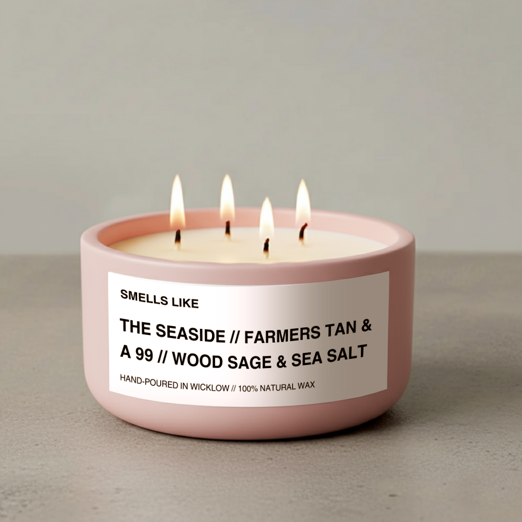 Smells Like Jo Malone Wood Sage and Sea Salt Inspired Large Scented Candle - Baby Pink Ceramic Candle – bergamot, sage and amber - 100% natural Rapeseed candle wax, Coconut candle wax & Beeswax Candle wax -Made in Wicklow Ireland