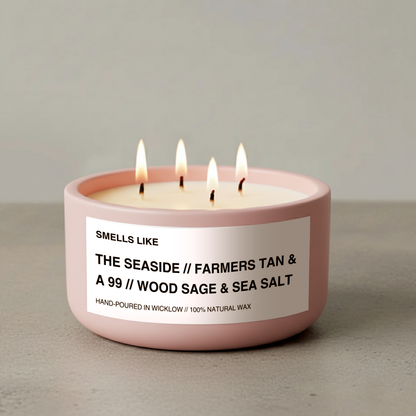 Smells Like Jo Malone Wood Sage and Sea Salt Inspired Large Scented Candle - Baby Pink Ceramic Candle – bergamot, sage and amber - 100% natural Rapeseed candle wax, Coconut candle wax & Beeswax Candle wax -Made in Wicklow Ireland