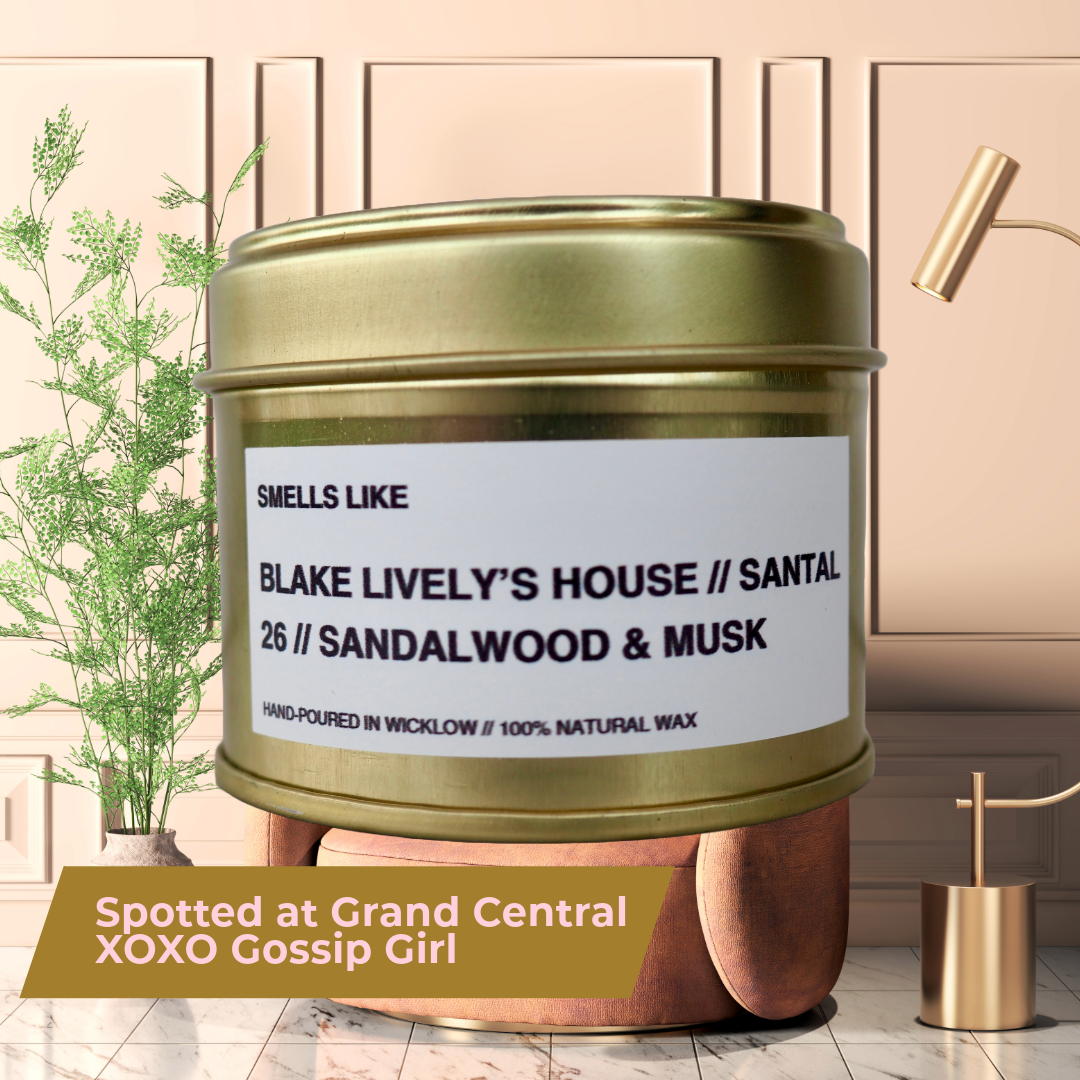 Smells Like Le Labo Santal 26 Dupe Scented Candle – Blake Lively House - Gold Tin Candle - hand-poured candle - 100% natural Rapeseed Candle Wax, Coconut Candle Wax & Beeswax Candle Wax -Made in Wicklow Ireland