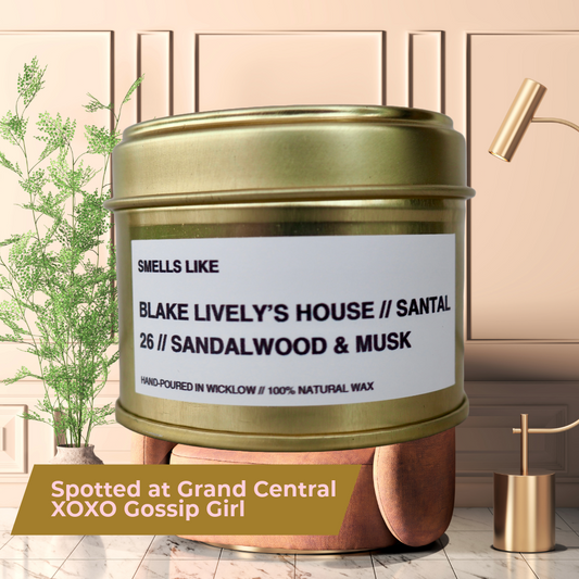 Smells Like Le Labo Santal 26 Dupe Scented Candle – Blake Lively House - Gold Tin Candle - hand-poured candle - 100% natural Rapeseed Candle Wax, Coconut Candle Wax & Beeswax Candle Wax -Made in Wicklow Ireland