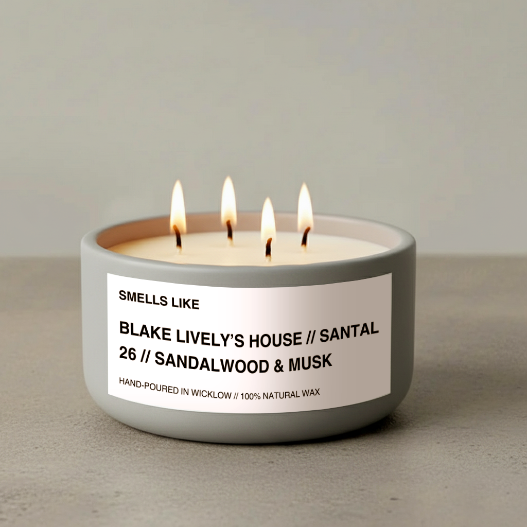 Smells Like Le Labo Santal 26 Dupe luxury Scented Candle – Blake Lively House -  Light Grey Ceramic Candle - hand-poured candle - 100% natural Rapeseed candle wax, Coconut candle wax & Beeswax Candle wax -Made in Wicklow Ireland