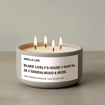Smells Like Le Labo Santal 26 Dupe luxury Scented Candle – Blake Lively House -  Light Grey Ceramic Candle - hand-poured candle - 100% natural Rapeseed candle wax, Coconut candle wax & Beeswax Candle wax -Made in Wicklow Ireland