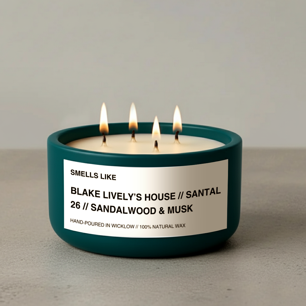Smells Like Le Labo Santal 26 Dupe Scented Candle – Blake Lively House -  Deep Teal Ceramic Candle - hand-poured candle - 100% natural Rapeseed candle wax, Coconut candle wax & Beeswax Candle wax -Made in Wicklow Ireland