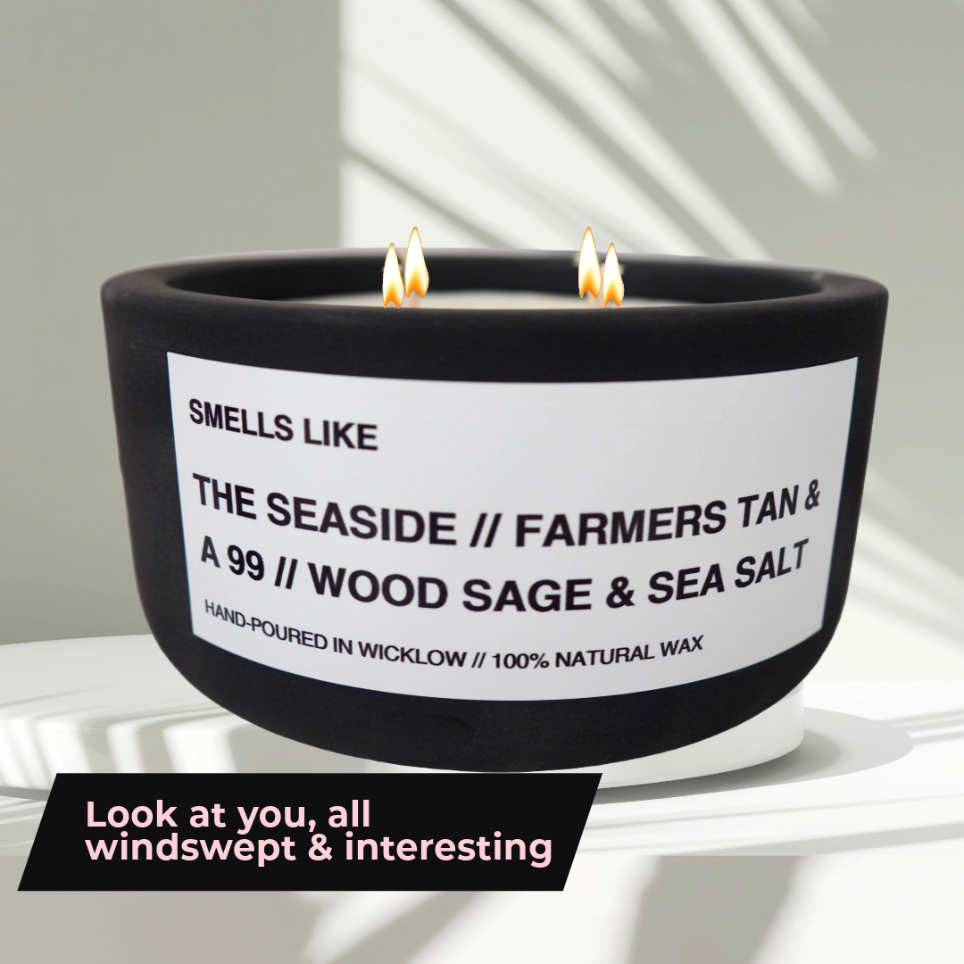 Smells Like Jo Malone Wood Sage and Sea Salt Inspired Large Scented Candle - Matt Black Ceramic Candle – bergamot, sage and amber - 100% natural Rapeseed candle wax, Coconut candle wax & Beeswax Candle wax -Made in Wicklow Ireland