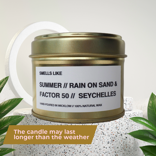 Smells Like The White Company Seychelles Dupe Small Scented Candle - Gold Tin Candle - vanilla and coconut scented- 100% natural Rapeseed candle wax, Coconut candle wax & Beeswax Candle wax -Made in Wicklow Ireland
