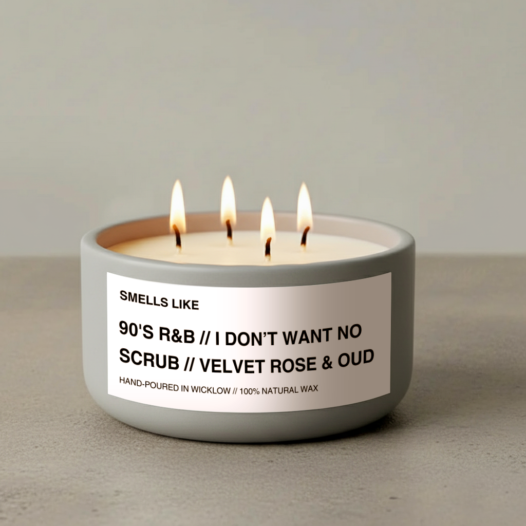 Smells Like Jo Malone Velvet Rose & Oud Dupe Large Scented Candle - Light Grey Ceramic Candle - hand-poured candle - 100% natural Rapeseed candle wax, Coconut candle wax & Beeswax Candle wax -Made in Wicklow Ireland