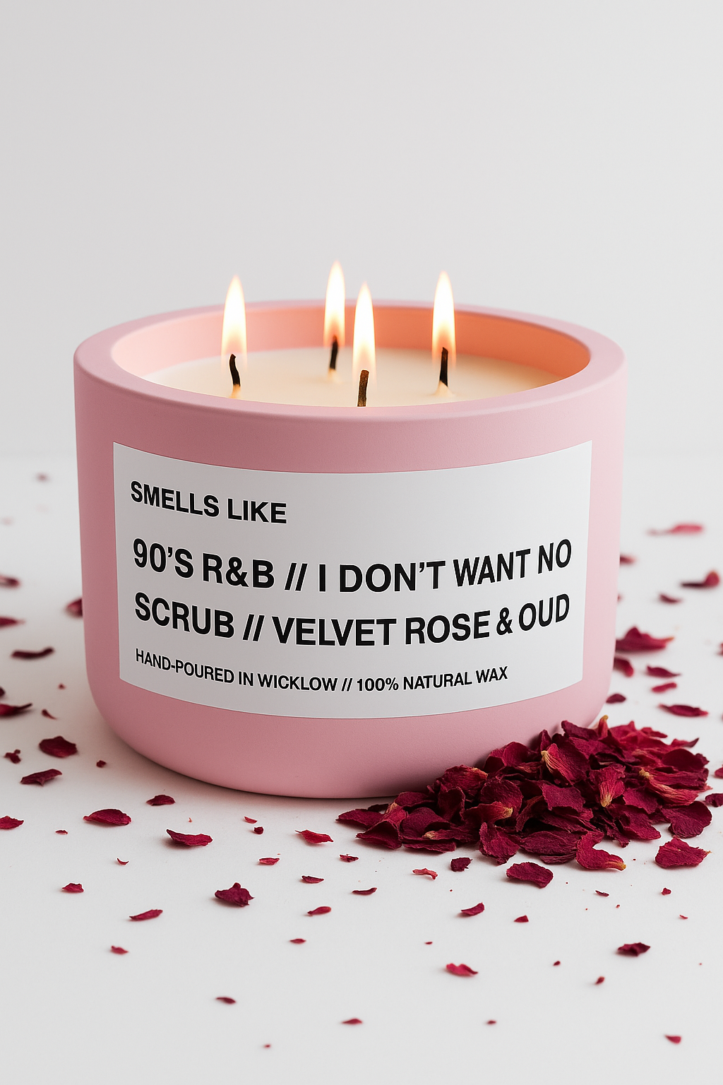 Smells Like Jo Malone Velvet Rose & Oud Dupe Large Scented Candle - Baby Pink Ceramic Candle - hand-poured candle - 100% natural Rapeseed candle wax, Coconut candle wax & Beeswax Candle wax - Made in Wicklow Ireland