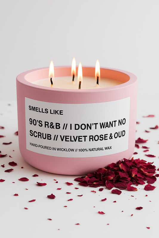 Smells Like Jo Malone Velvet Rose & Oud Dupe Large Scented Candle - Baby Pink Ceramic Candle - hand-poured candle - 100% natural Rapeseed candle wax, Coconut candle wax & Beeswax Candle wax - Made in Wicklow Ireland
