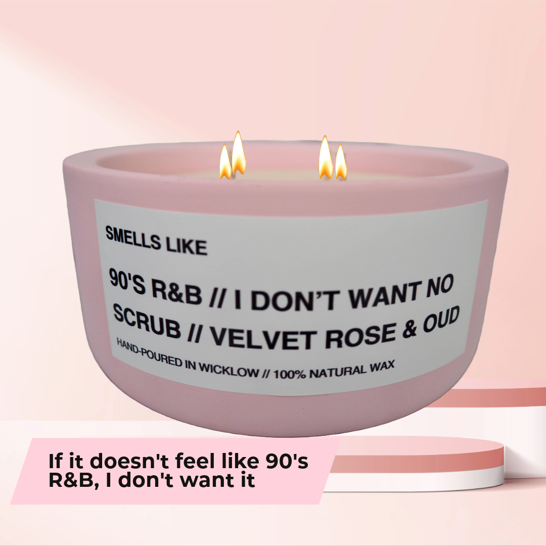 Smells Like Jo Malone Velvet Rose & Oud Dupe Large Scented Candle - Baby Pink Ceramic Candle - hand-poured candle - 100% natural Rapeseed candle wax, Coconut candle wax & Beeswax Candle wax - Made in Wicklow Ireland