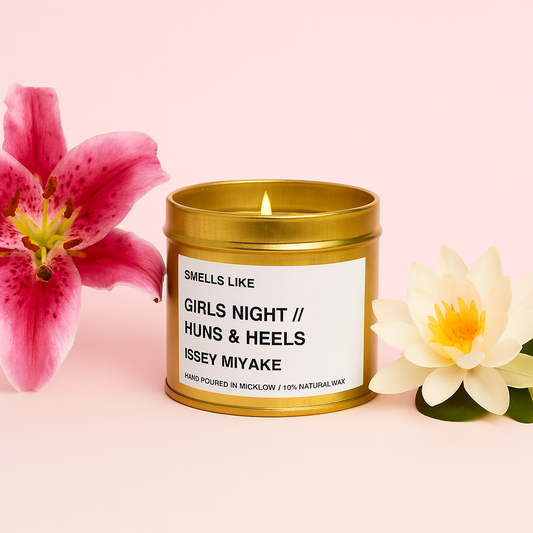 Smells Like Issey Miyake Inspired Scented Candle - Gold Tin Candle – lily, sandalwood and white musk - 100% natural Rapeseed candle wax, Coconut candle wax & Beeswax Candle wax -Made in Wicklow Ireland