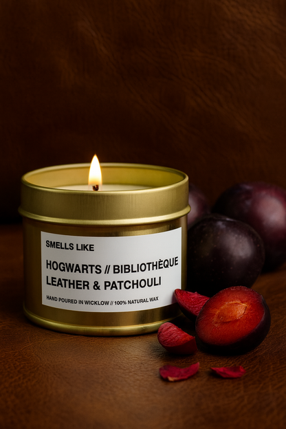 Smells Like Byredo Bibliotheque Dupe Scented Candle – Gold Tin Candle - hand-poured candle - 100% natural Rapeseed Candle Wax, Coconut Candle Wax & Beeswax Candle Wax -Made in Wicklow Ireland