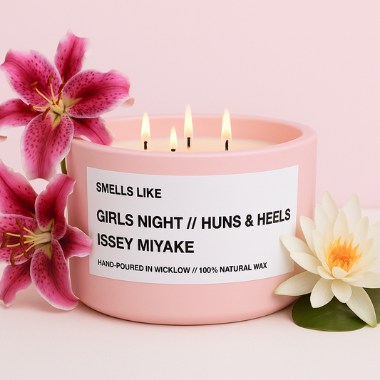 Smells Like Issey Miyake Inspired Large Scented Candle - Baby Pink Ceramic Candle – lily, lotus, sandalwood and white musk - 100% natural Rapeseed candle wax, Coconut candle wax & Beeswax Candle wax -Made in Wicklow Ireland