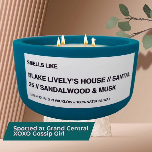 Smells Like Le Labo Santal 26 Dupe Scented Candle – Blake Lively House -  Deep Teal Ceramic Candle - hand-poured candle - 100% natural Rapeseed candle wax, Coconut candle wax & Beeswax Candle wax -Made in Wicklow Ireland
