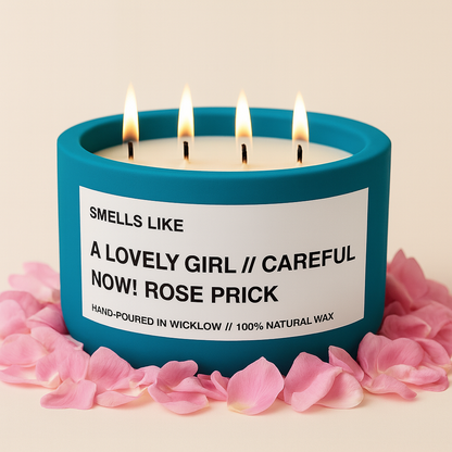 Smells Like Tom Ford Rose Prick Luxury Candle Dupe - Large Scented Candle - Deep Teal Ceramic Candle - hand-poured candle - 100% natural Rapeseed candle wax, Coconut candle wax & Beeswax Candle wax -Made in Wicklow Ireland