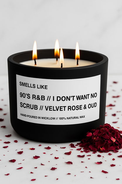 Smells Like Jo Malone Velvet Rose & Oud Dupe Large Scented Candle - Matt Black Ceramic Candle - hand-poured candle - 100% natural Rapeseed candle wax,  Coconut candle wax & Beeswax candle  wax -Made in Wicklow Ireland